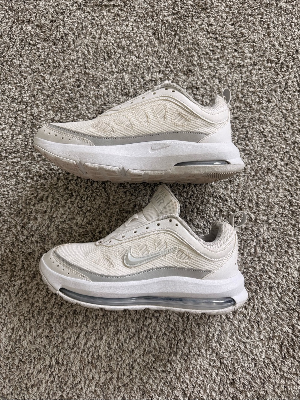 Nike White and Light Gray Low-Top Air Max Sneakers